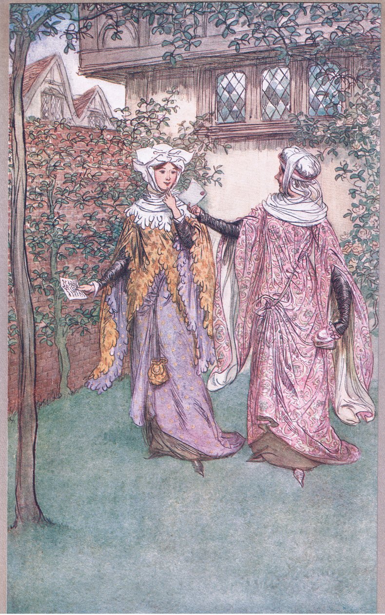 Herezje brat bliźniak z twojego listu, ilustracja z Wesołych kuzyn z Windsor, 1910 autorstwa Hugh Thomson