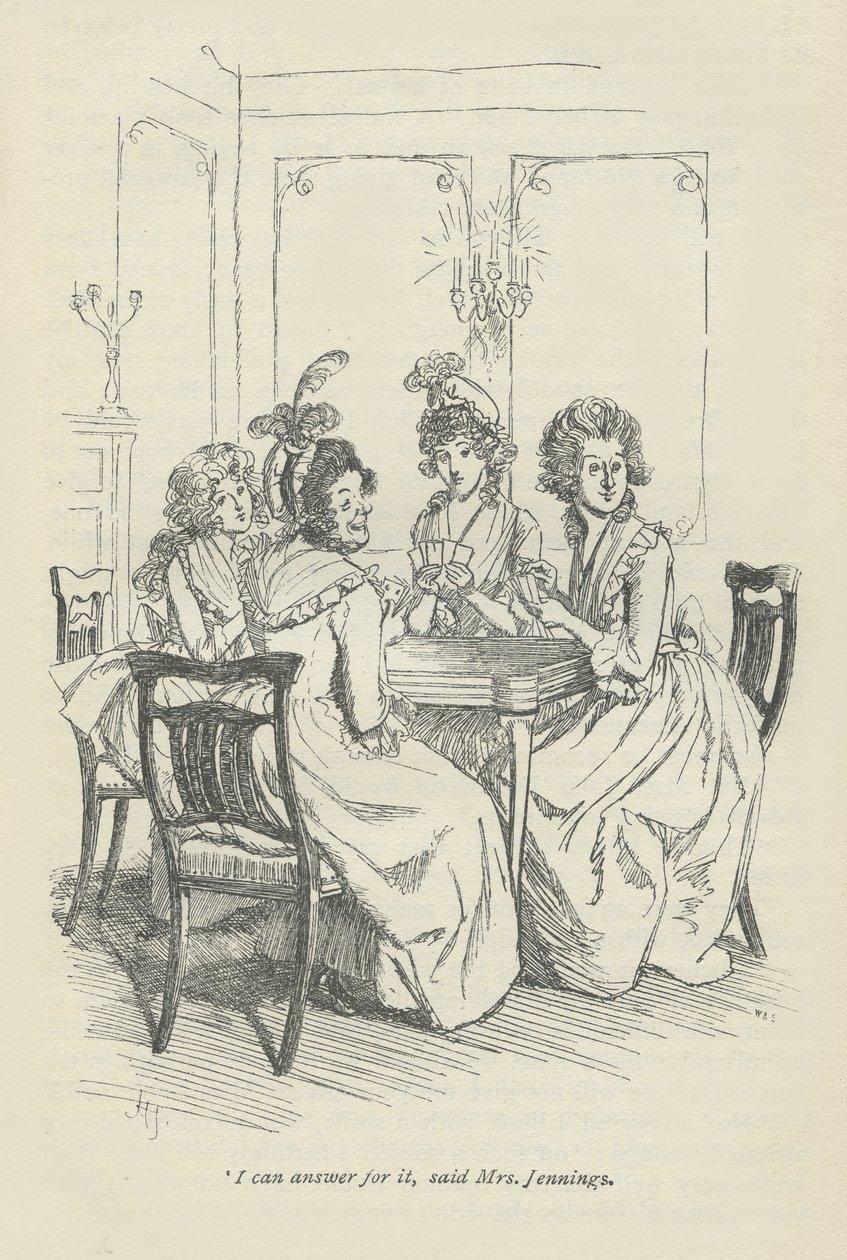 Mogę za to odpowiedzieć, powiedziała pani Jennings, 1896 r. autorstwa Hugh Thomson