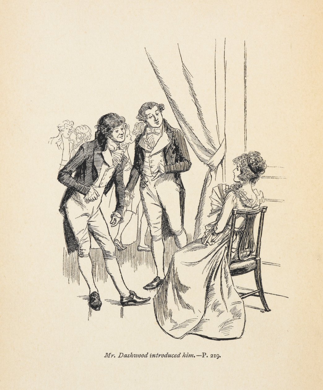 „Pan Dashwood przedstawił go”, ilustracja z „Rozważnej i romantycznej” Jane Austen autorstwa Hugh Thomson