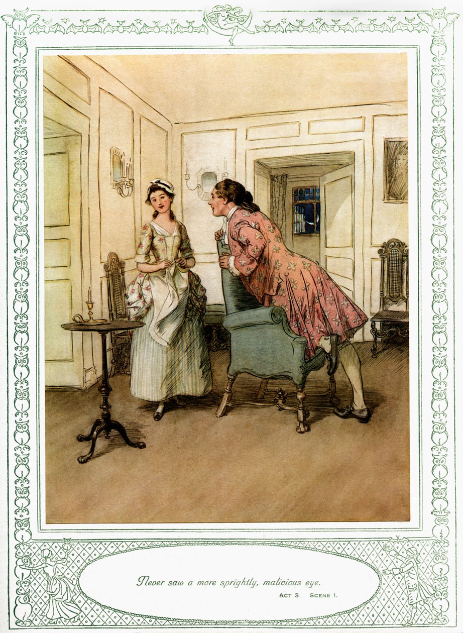 Sztuka Olivera Goldsmitha She Stoops to Conquer autorstwa Hugh Thomson