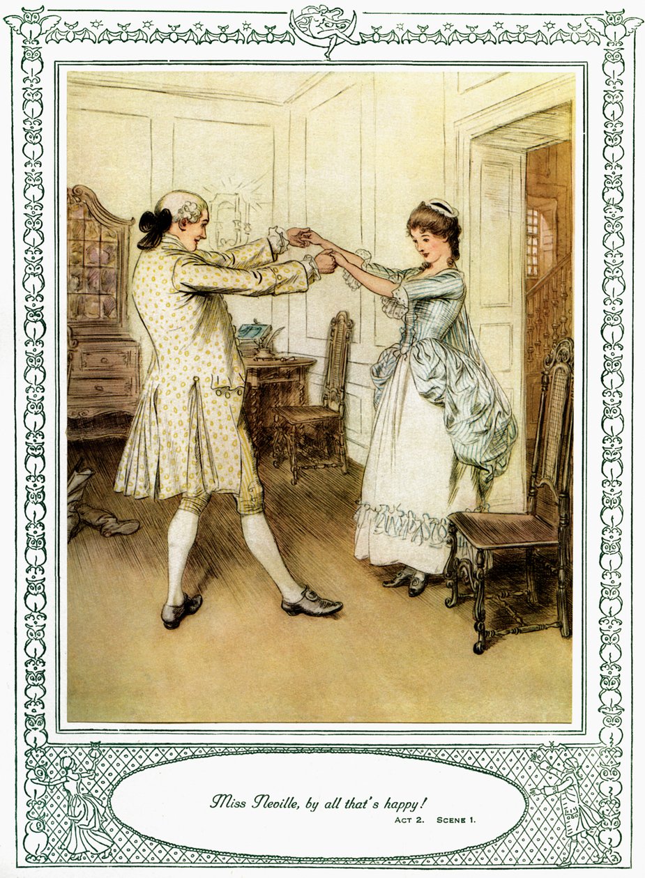 Sztuka Olivera Goldsmitha She Stoops to Conquer autorstwa Hugh Thomson