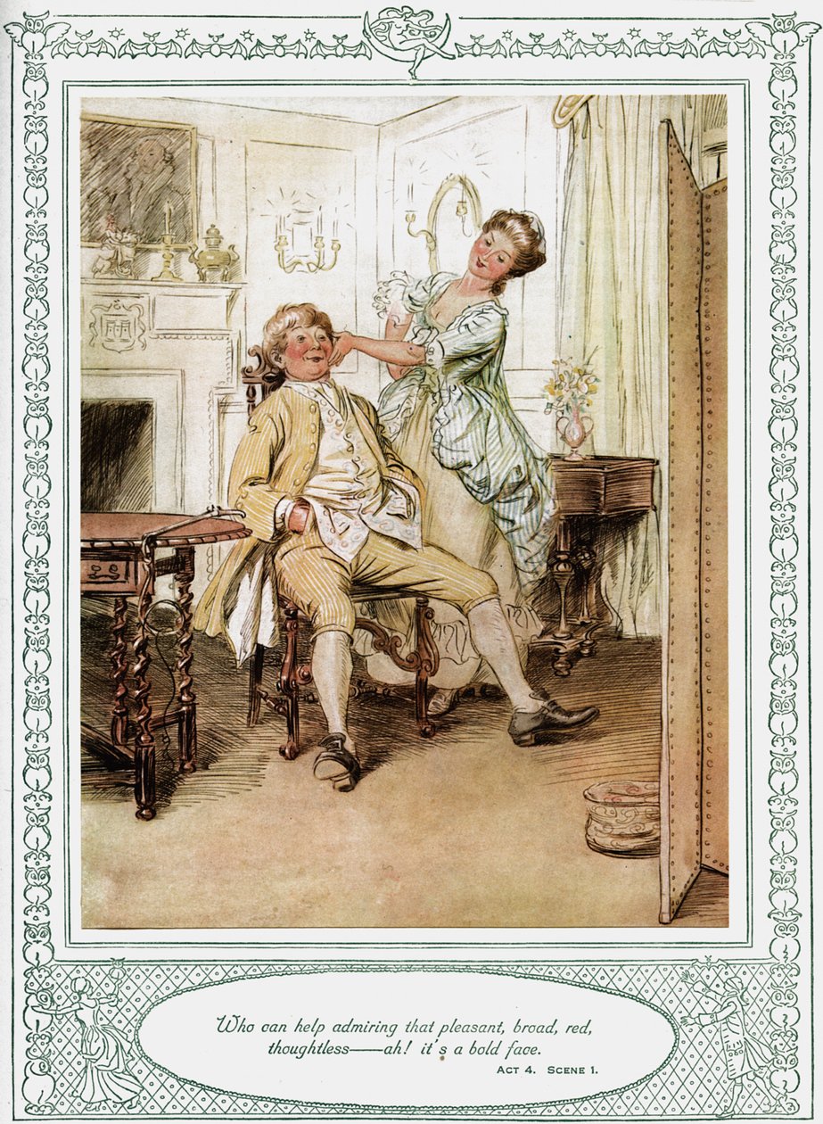 Sztuka Olivera Goldsmitha She Stoops to Conquer autorstwa Hugh Thomson