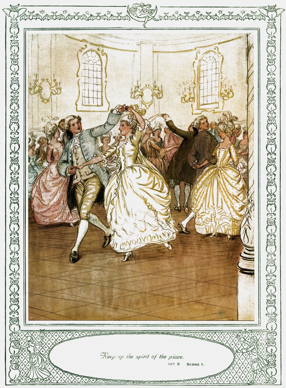 Sztuka Olivera Goldsmitha She Stoops to Conquer autorstwa Hugh Thomson