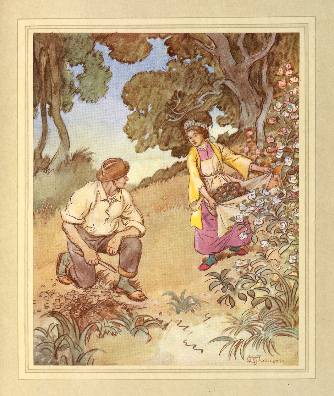 Na wyspie, z „The Admirable Crichton” J.M. Barrie autorstwa Hugh Thomson