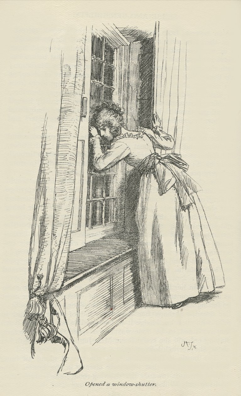 Otworzył okiennicę, 1896 autorstwa Hugh Thomson