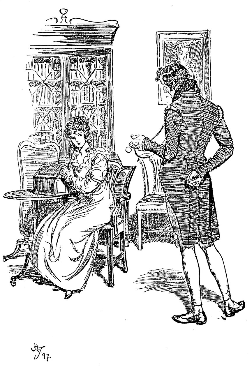Scena z perswazji Jane Austen, 1897 autorstwa Hugh Thomson