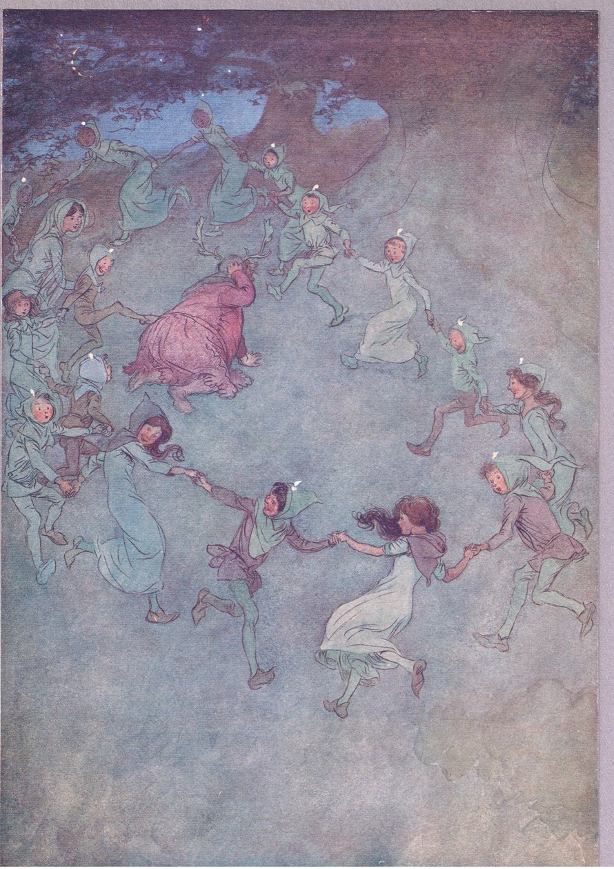 Niech więc wszyscy go otoczą, ilustracja z Wesołych kuzyn z Windsoru, 1910 r. autorstwa Hugh Thomson