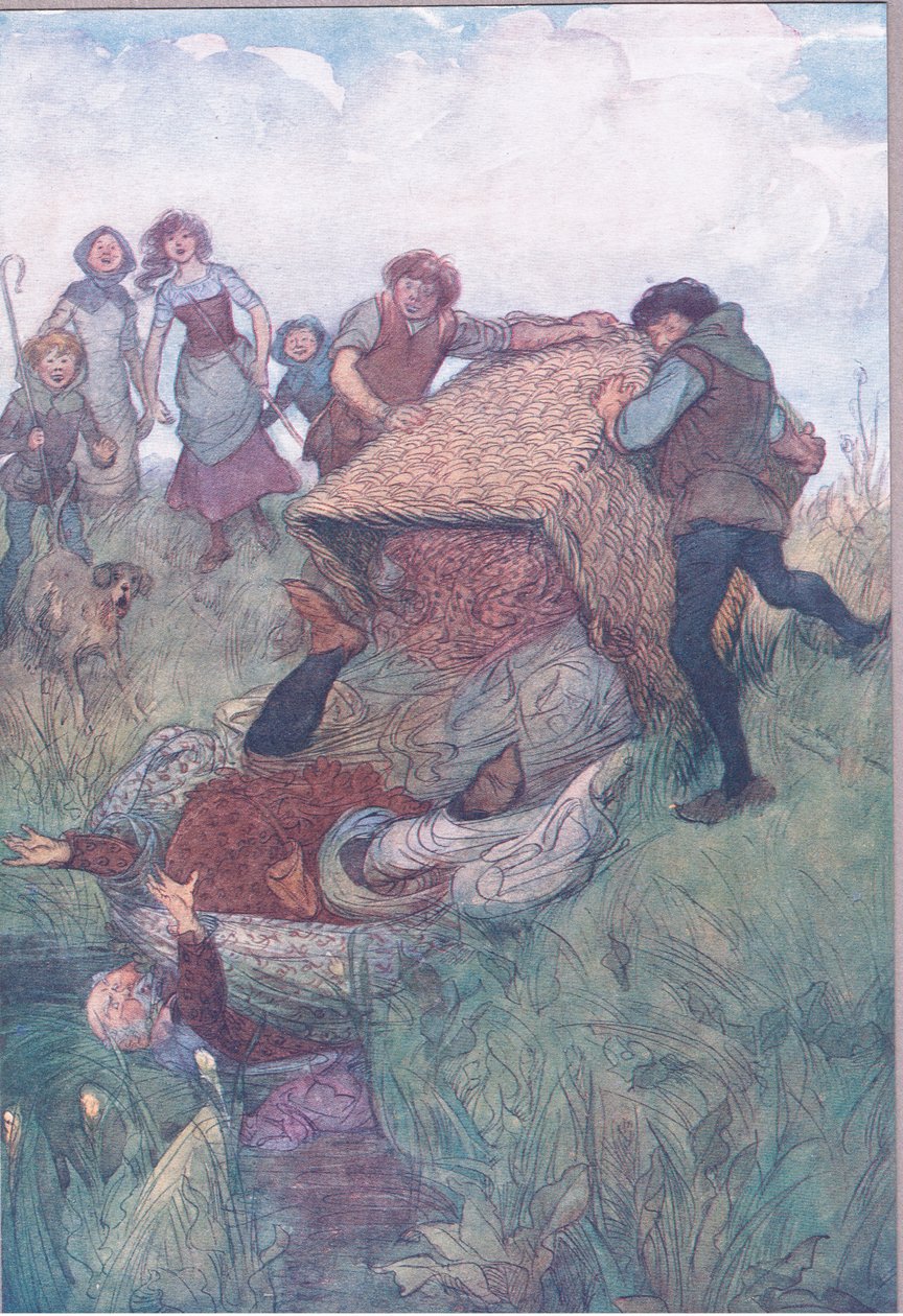 „Wrzuceni do Tamizy”, ilustracja z „Wesołych kumoszków z Windsoru” autorstwa Hugh Thomson