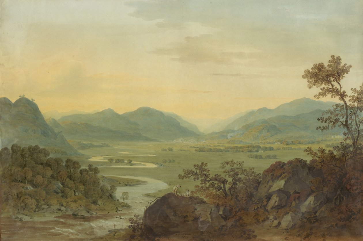 Rzeka Carne z zamku Loudoun, Ayrshire, 1804 autorstwa Hugh William Williams
