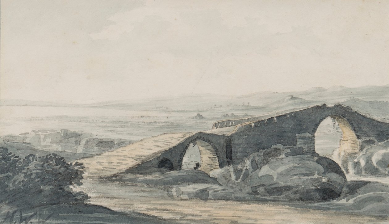 Diabelski Most w kierunku morza, rzeka Anda, ok. 1818 (wc na papierze) autorstwa Hugh William Williams