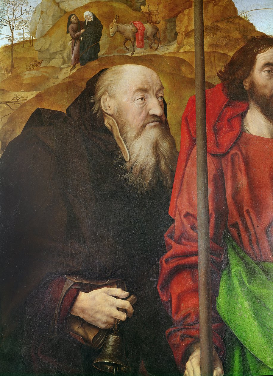 Ołtarz Portinari, lewa deska z głową św. Antoniego, ok. 1479 olej na desce autorstwa Hugo van der Goes
