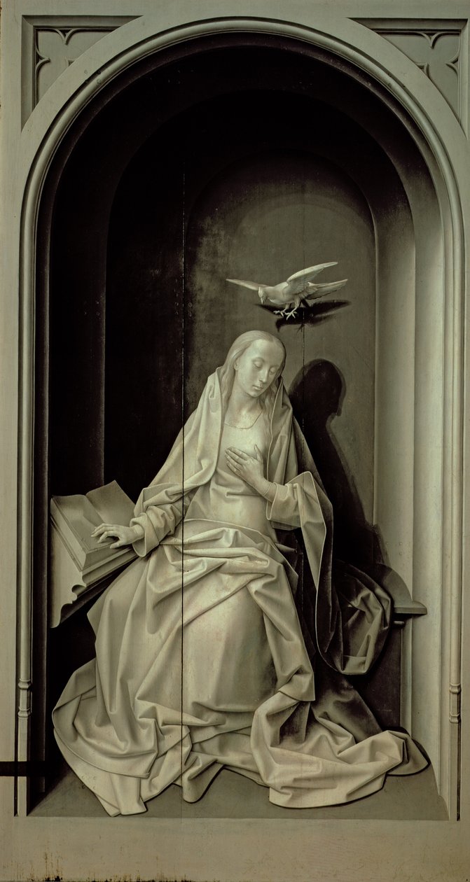 Dziewica Zwiastowania, z Tryptyku Portinari, c.1479 autorstwa Hugo van der Goes