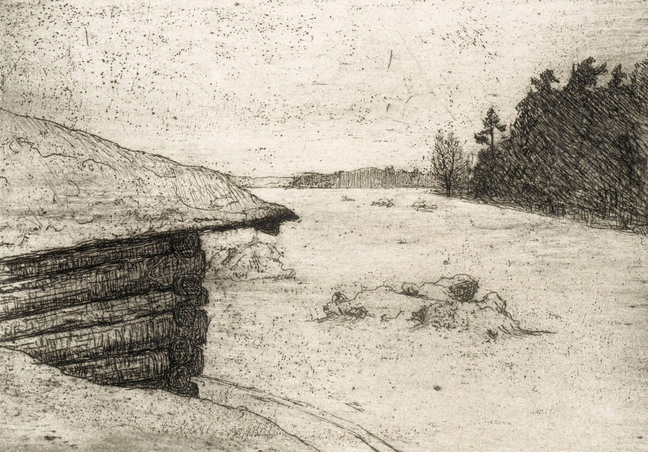 Stodoła zimą autorstwa Hugo Simberg