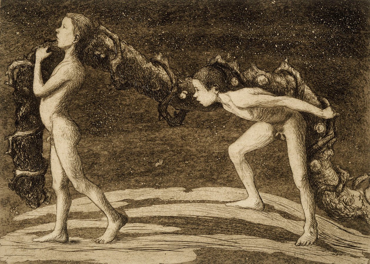 Osoby niosące girlandy autorstwa Hugo Simberg