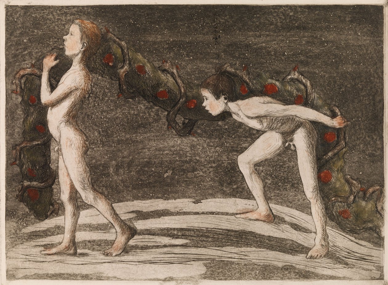 Niosący girlandy II autorstwa Hugo Simberg