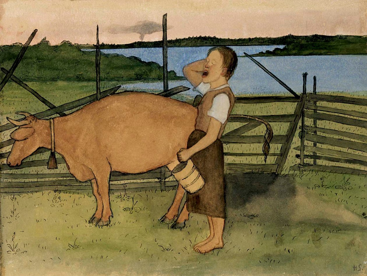 Poranne dojenie autorstwa Hugo Simberg