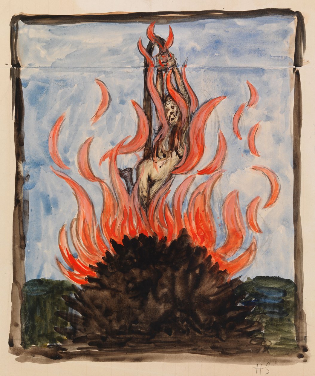 Czarownica na stosie autorstwa Hugo Simberg