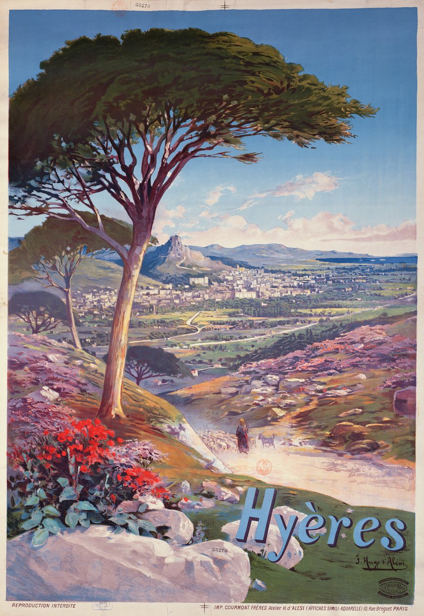 Plakat reklamowy Hyeres, Prowansja autorstwa Hugo d