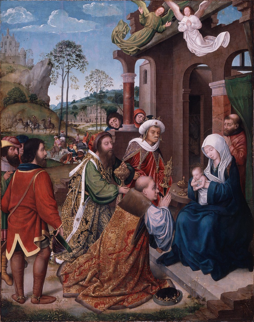 Pokłon Trzech Króli, ok. 1505 (olej na płycie) autorstwa Hugo van der (follower of) Goes