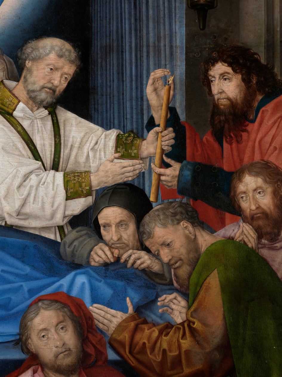 Fragment Śmierci Dziewicy (olej na desce) autorstwa Hugo van der Goes