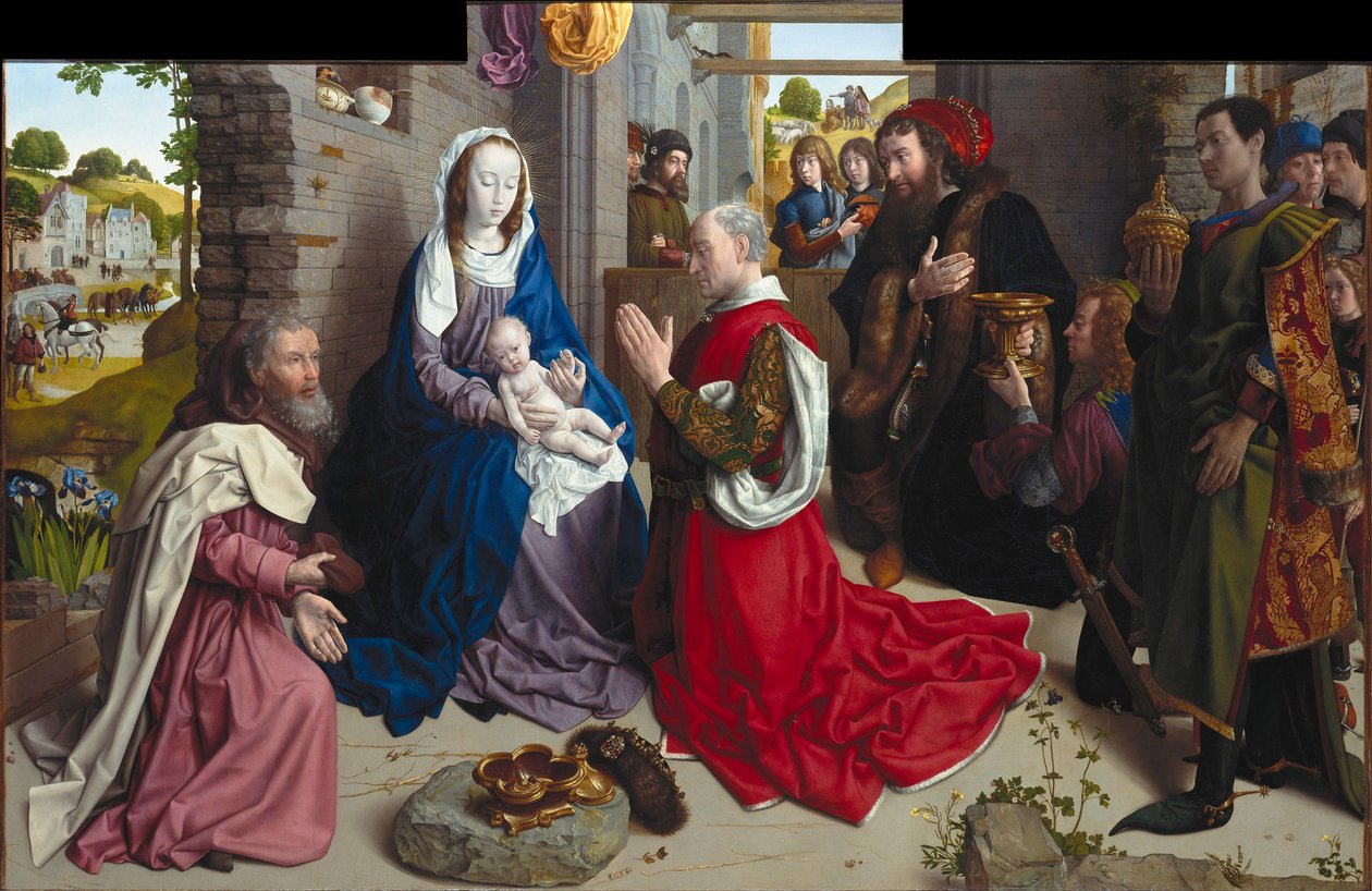 Adoracja Ołtarza Królów Monforte, ok. 1470 autorstwa Hugo van der Goes