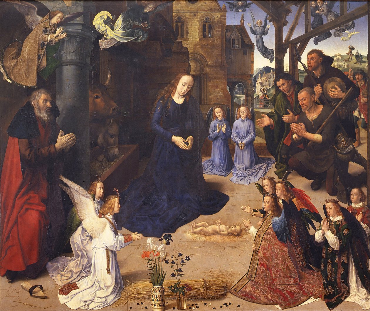 Adoracja pasterzy Tryptyk Portinari, ok. 1478 autorstwa Hugo van der Goes