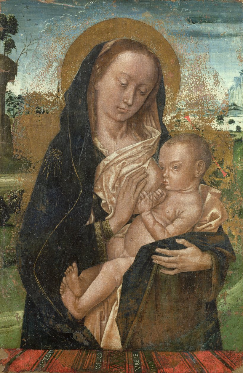 Maryja Dziewica wycisza Dzieciątko Jezus, po 1476 r. autorstwa Hugo van der studio of Goes