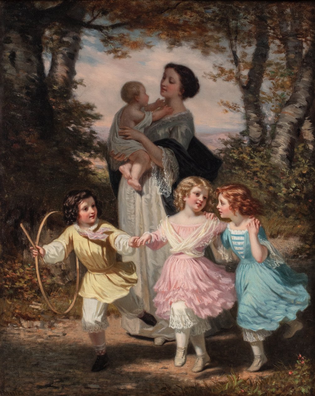 Matka i dzieci, ok. 1840-80 (olej na płótnie) autorstwa Hugues Merle