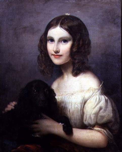Portret młodej dziewczyny z jej psem autorstwa Hugues Merle