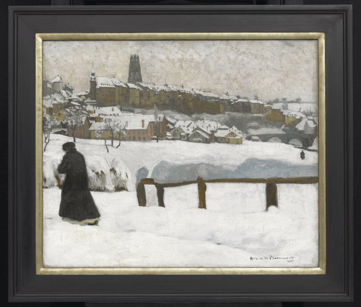 Freiburg w śniegu, ok. 1920 (olej na płótnie) autorstwa Hugues de Beaumont