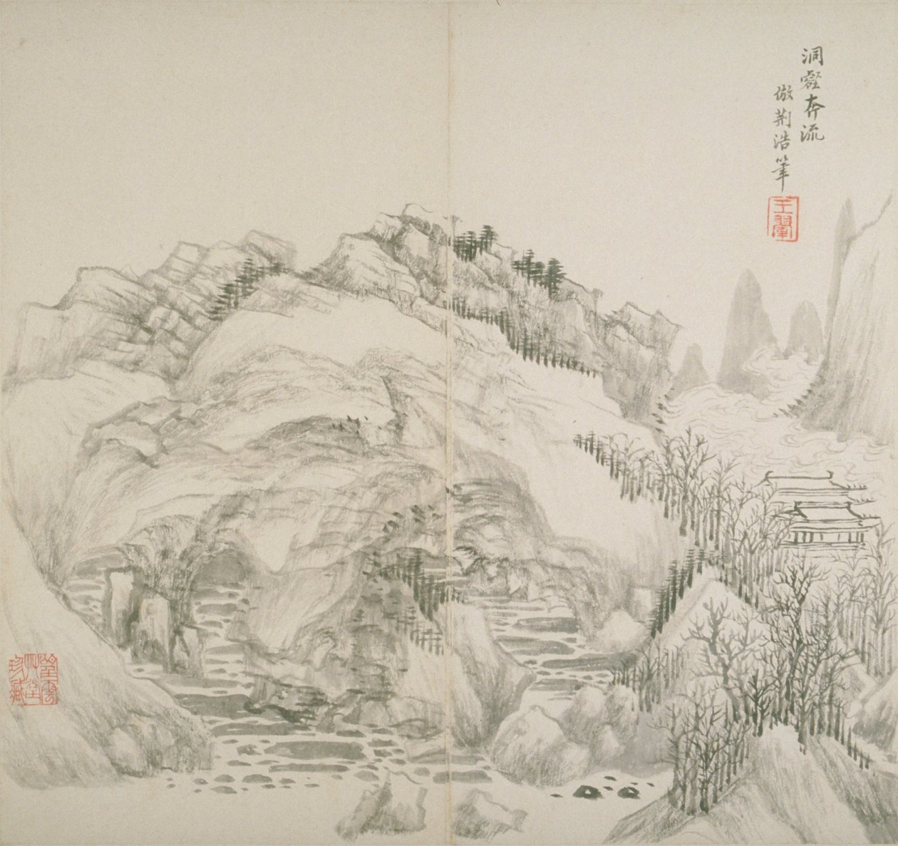 Album po dawnych mistrzach i wierszach (tusz na papierze) autorstwa Hui Wang