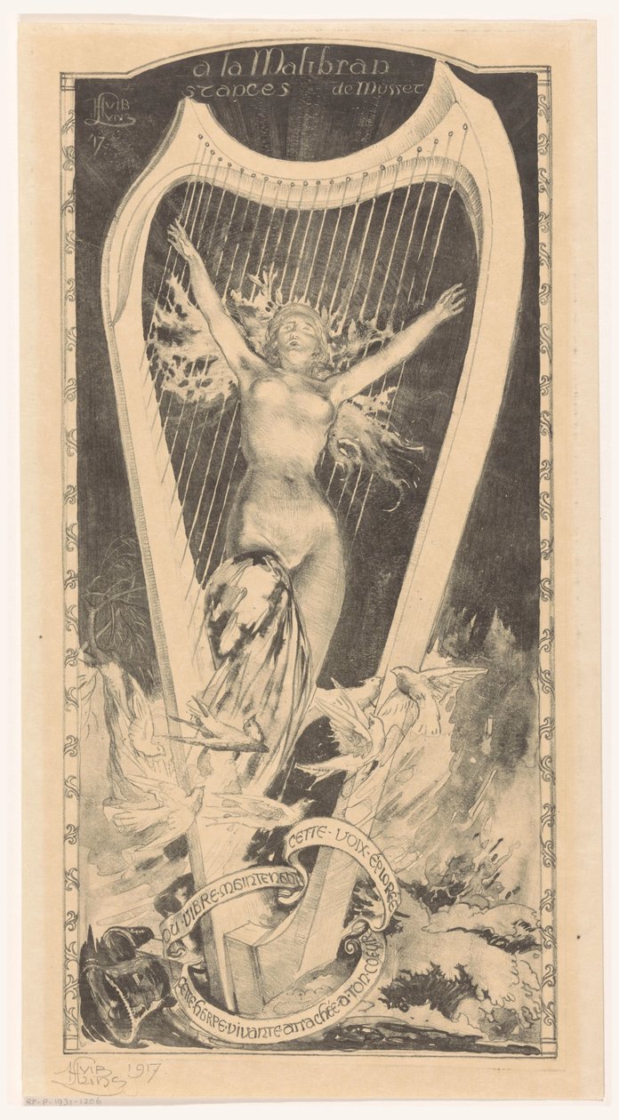 Maria Malibran na harfę la Malibran (tytuł na obiekcie) autorstwa Huib Luns (signed by artist)