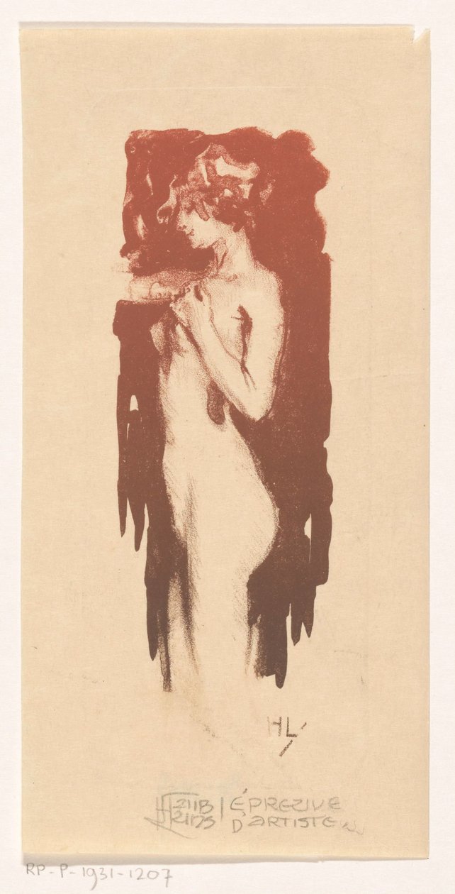 stojąca naga kobieta autorstwa Huib Luns (signed by artist)