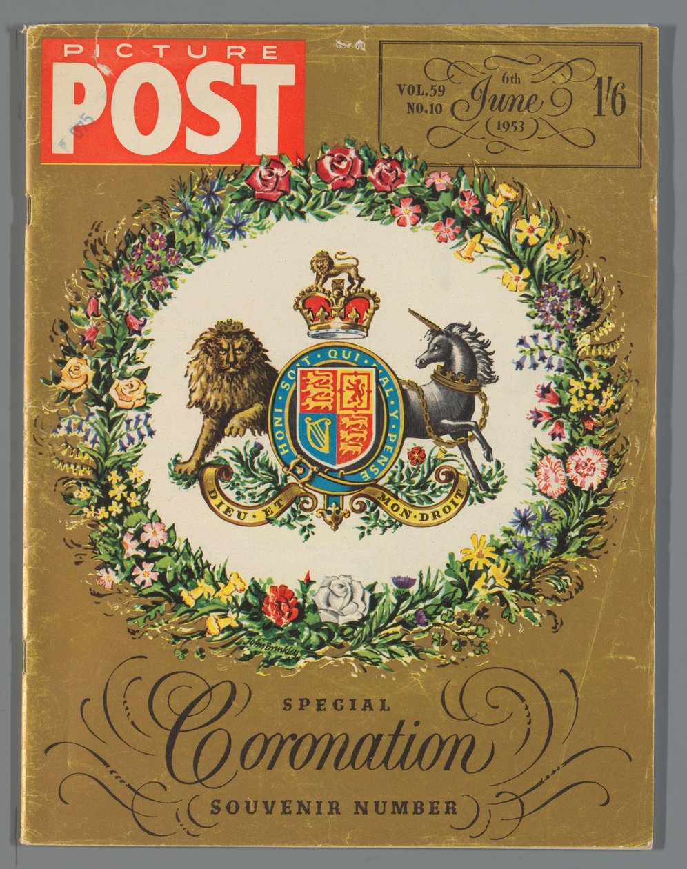 Kopia specjalnego wydania Picture Post na koronację królowej Elżbiety II, 6 czerwca 1953 Picture Post / pamiątkowy numer pamiątkowy z okazji koronacji (tytuł na obiekcie) autorstwa Hulton Press Ltd.