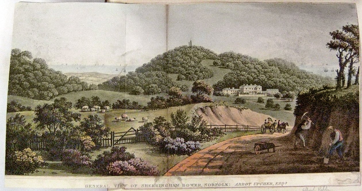 Widok ogólny Sherringham Bower, Norfolk: Abbot Upcher, c.1812 autorstwa Humphry Repton