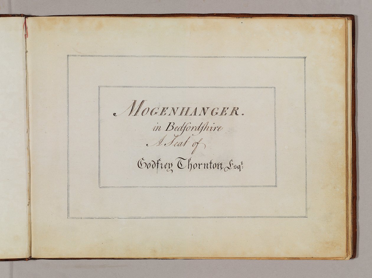 Frontyspis z „Red Books” dla „Mogenhanger w Bedfordshire, siedziba Godfrey Thornton Esq.” autorstwa Humphry Repton