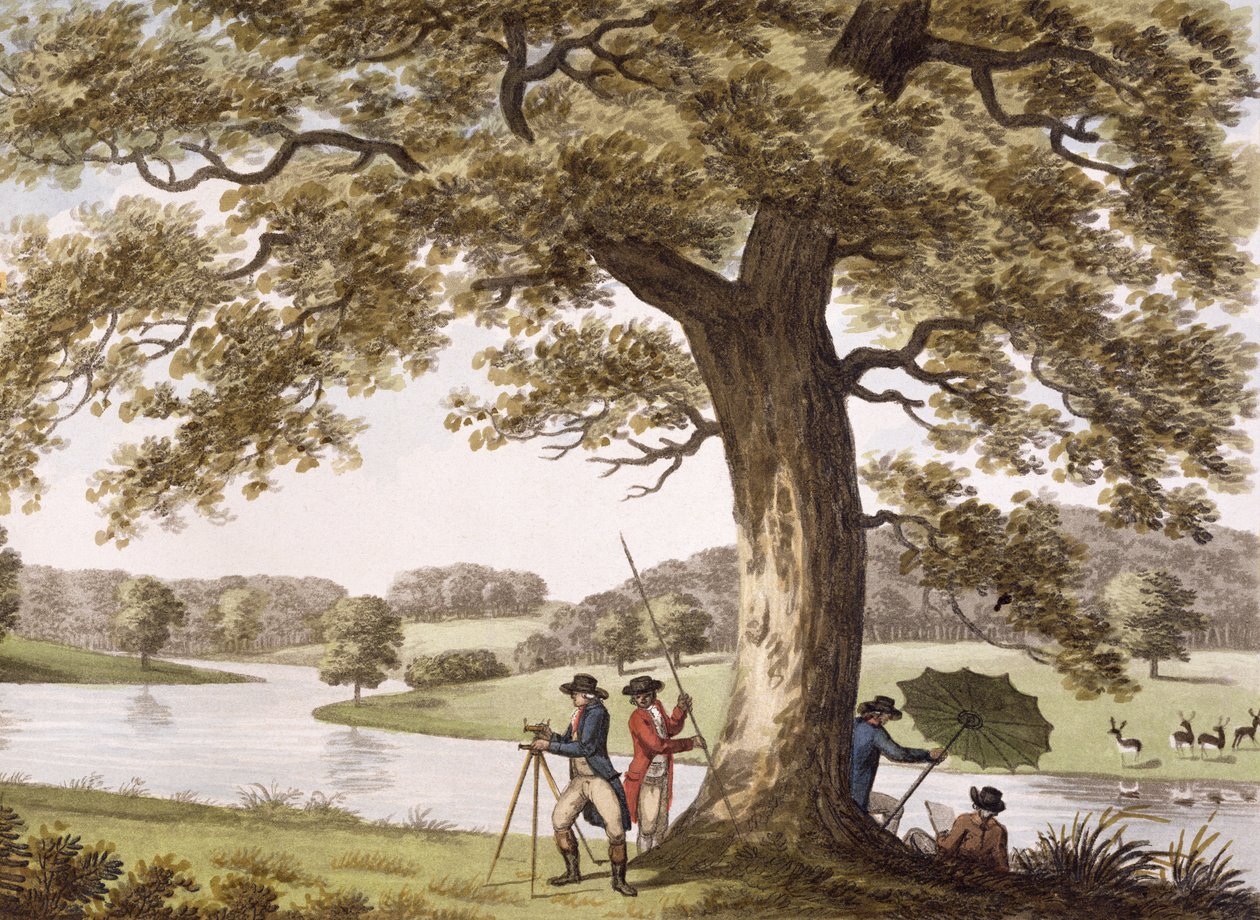 Humphry Repton mierzy teodolitem autorstwa Humphry Repton