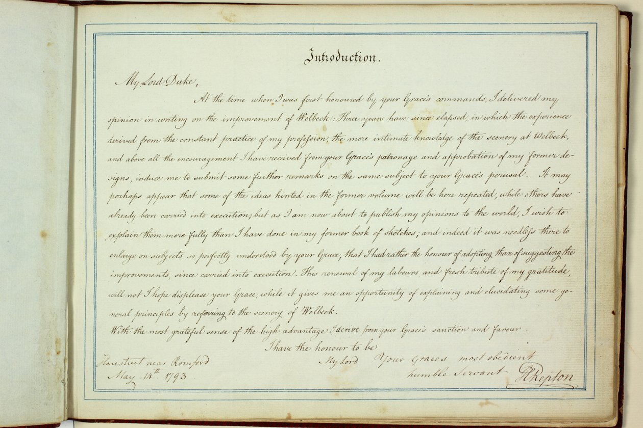 Czerwona Księga: Welbeck autorstwa Humphry Repton