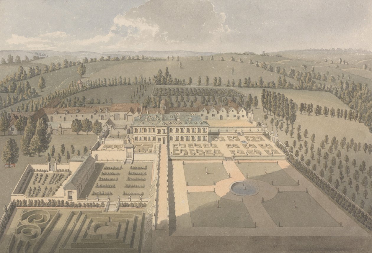 Sarsden House and Gardens, Oxfordshire: widok z lotu ptaka autorstwa Humphry Repton