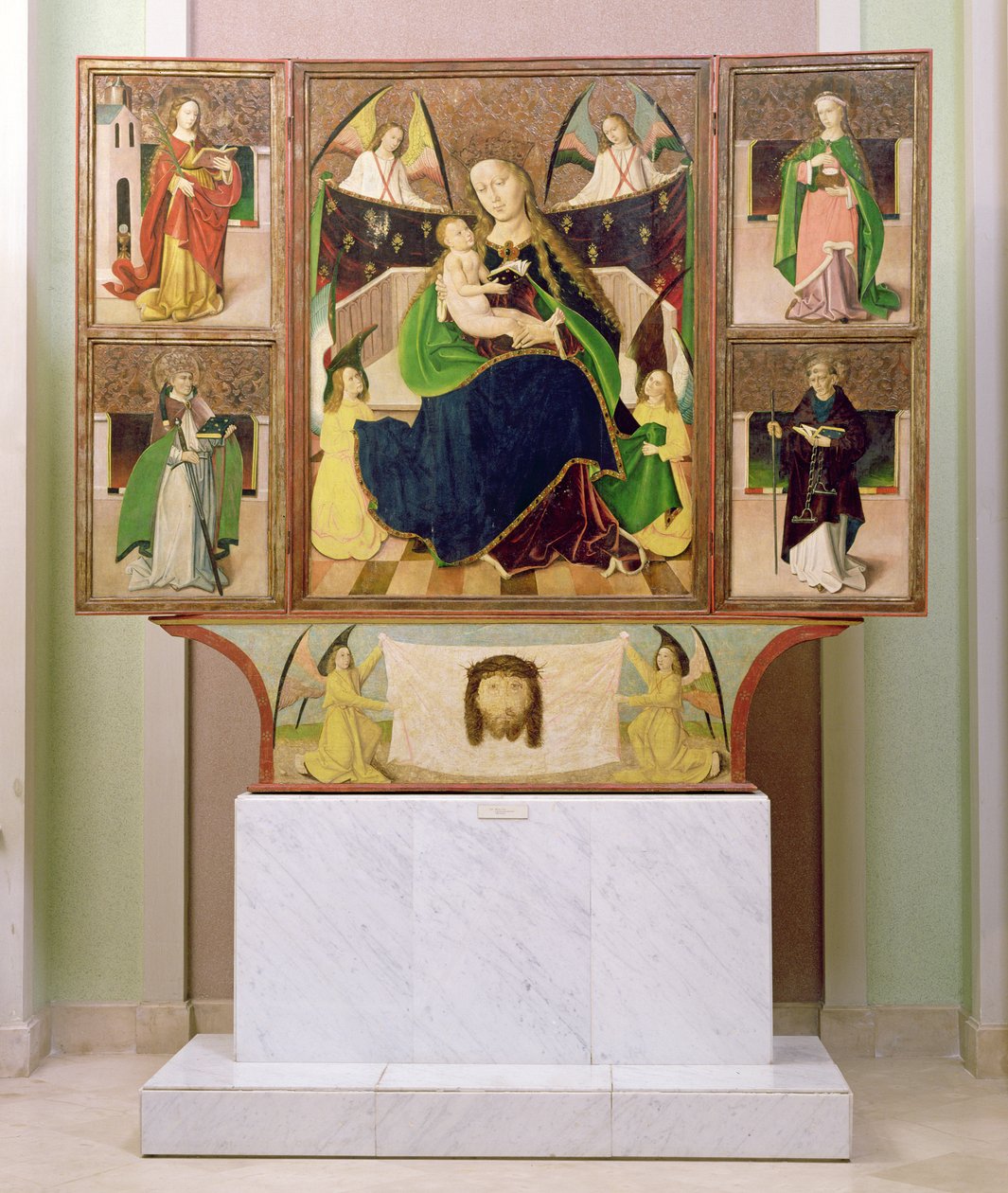 Ołtarz Matki Boskiej z Liptoszentandras ok. 1480 (tempera na desce) autorstwa Hungarian School