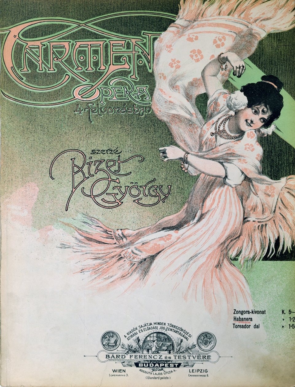 Przednia okładka partytury "Carmen", ok. 1900 r. (ilustracja) autorstwa Hungarian School