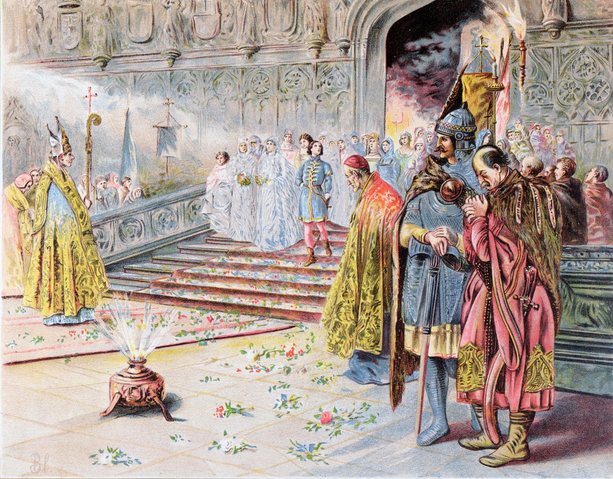Ślub Macieja I (1440-90) Korwina i Beatrycze Aragońskiej w 1476 r. autorstwa Hungarian School
