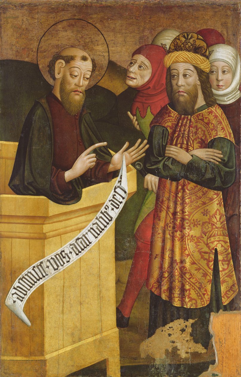 Panel dawnego ołtarza głównego kościoła św. Piotra i Pawła w Csíksomlyó, ok. 1480 (tempera jajowa na panelu) autorstwa Hungarian School