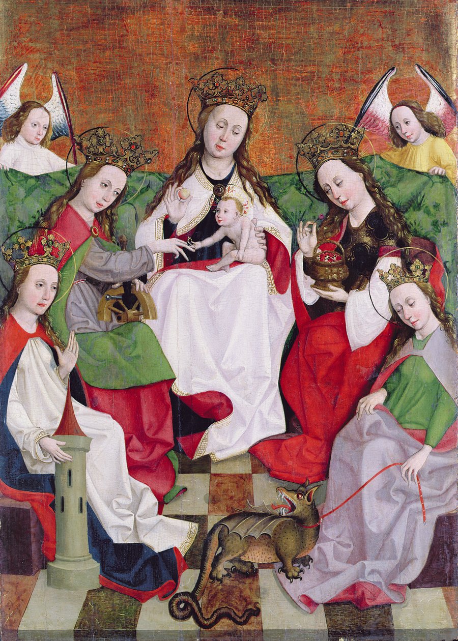 Mistyczne Zaręczyny św. Katarzyny, ok. 1500 (tempera na drewnie) autorstwa Hungarian School