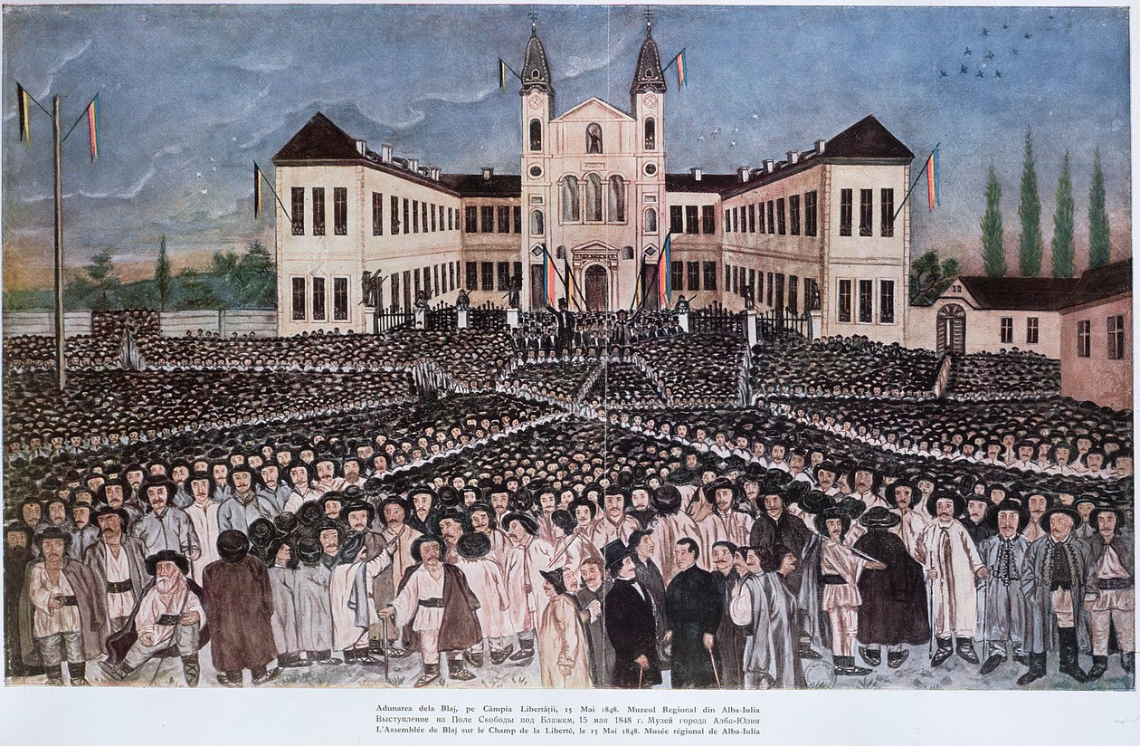 Zlot Chłopów Rumuńskich w Blaju w Transylwanii 15 maja 1848 r. autorstwa Hungarian School