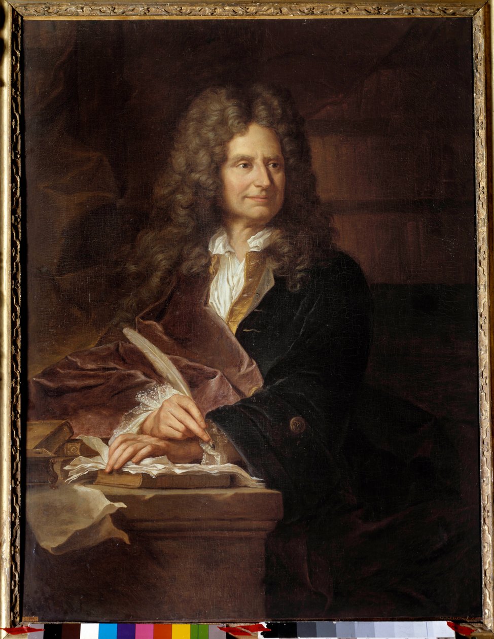 Portret Nicolasa Boileau (1636 - 1711) dit Boileau Despreaux (Boileau-Despreaux), francuski pisarz - Obraz z warsztatu Hyacinthe Rigaud (1659-1743) autorstwa Hyacinthe (studio of) Rigaud