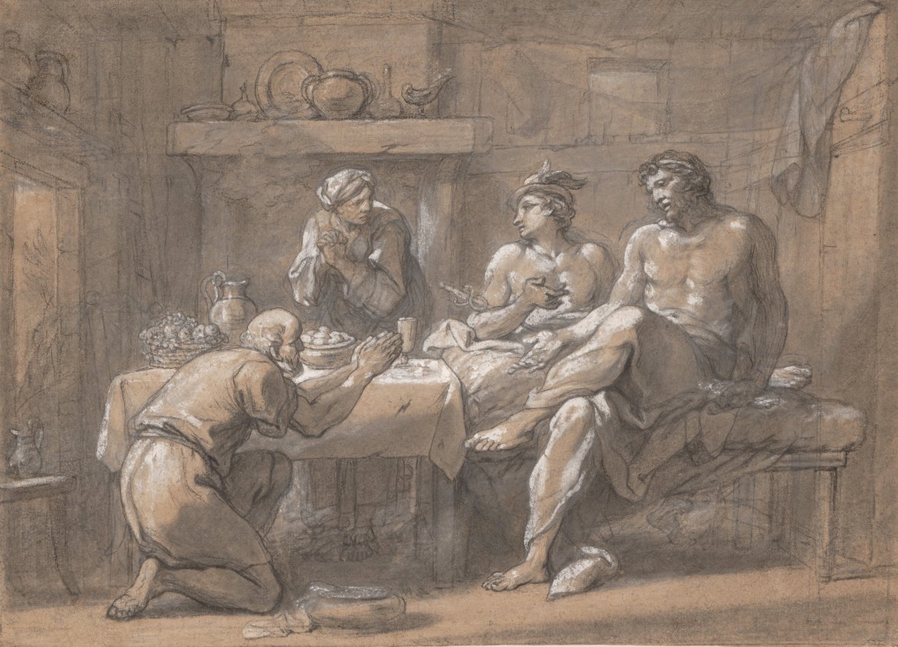 Jowisz i Merkury w Domu Baucis i Filemon, XVIII wiek. autorstwa Hyacinthe Collin de Vermont
