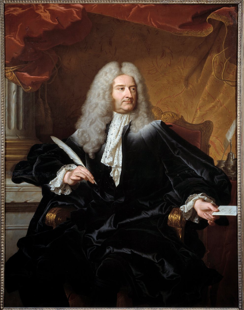 Portret Louisa Germaina de Chauvelin (1685-1762), markiza de Grosbois, sekretarza stanu do spraw zagranicznych i strażnika pieczęci Malarstwo autorstwa Hyacinthe Rigaud (1659-1743) 1727 nd. 1,11x1,46 m Muzeum Toulouse Augustins - Portret Louisa Germaina de autorstwa Hyacinthe Francois Rigaud