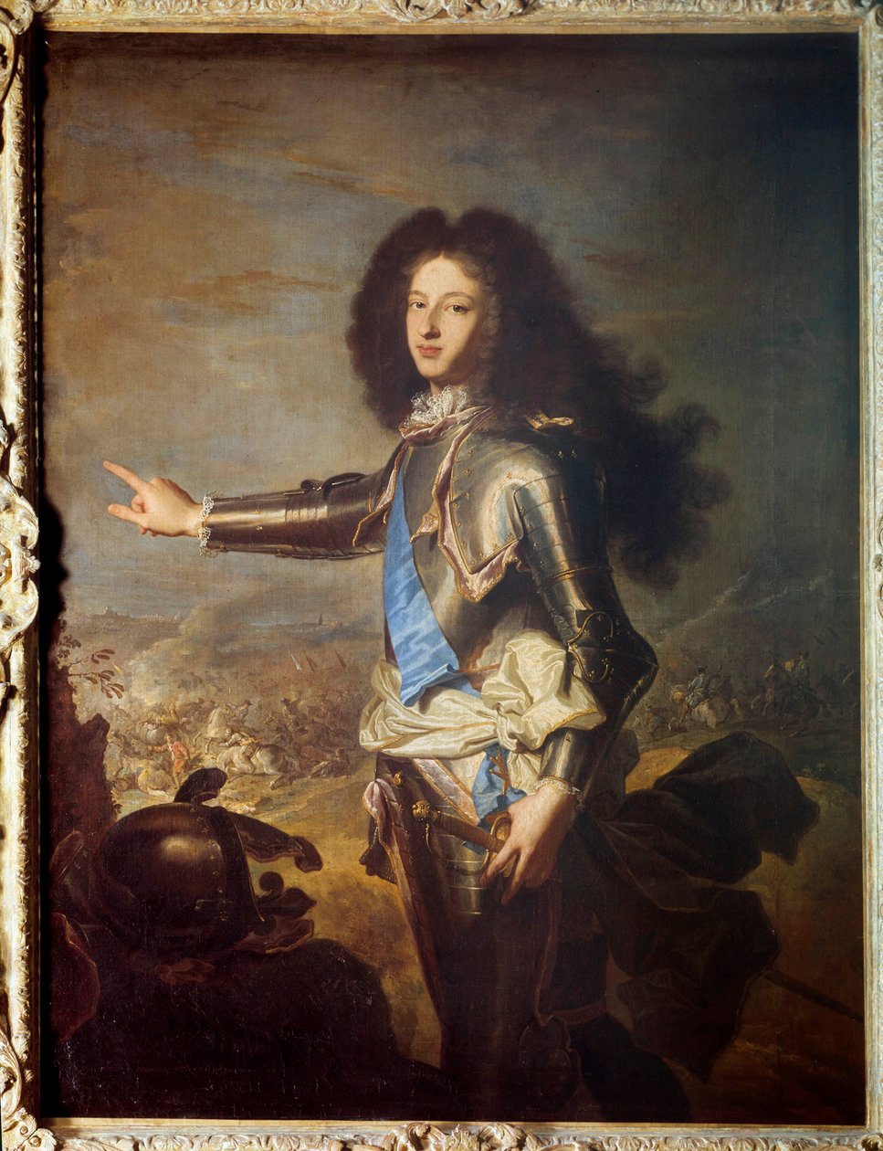Portret Ludwika Francuskiego (1682-1712) Książę Burgundii, ojciec Ludwika XV. Obraz Hyacinthe Rigaud (1659-1743). 18 wiek. Ciemny. 1,29 x 0,98 m. autorstwa Hyacinthe Francois Rigaud