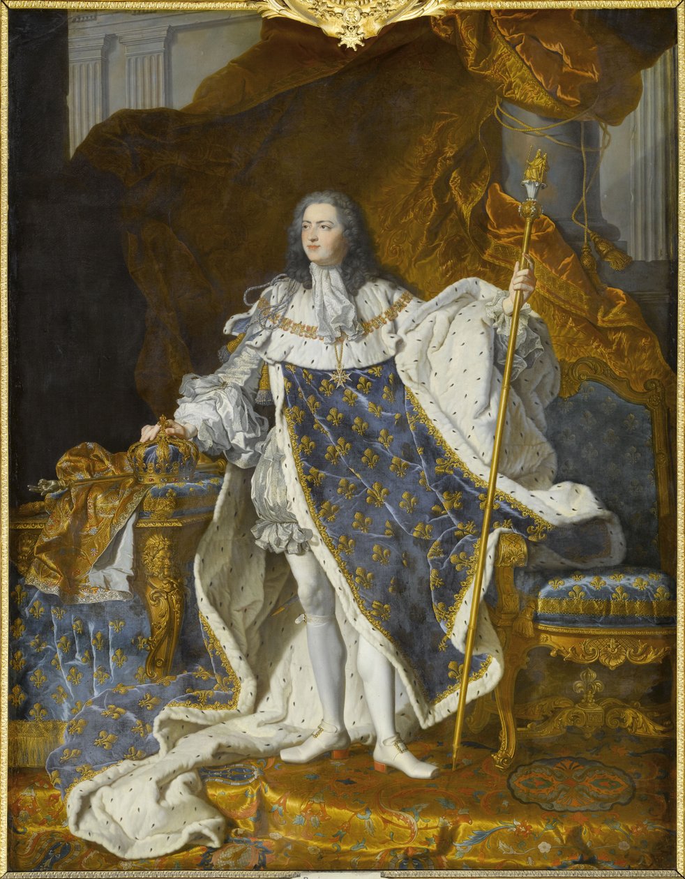 Portret Ludwika XV w jego królewskim stroju autorstwa Hyacinthe François Honoré Rigaud